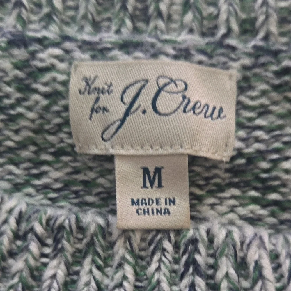 J. Crew Green and White Crewneck Sweater - Picture 3 of 10
